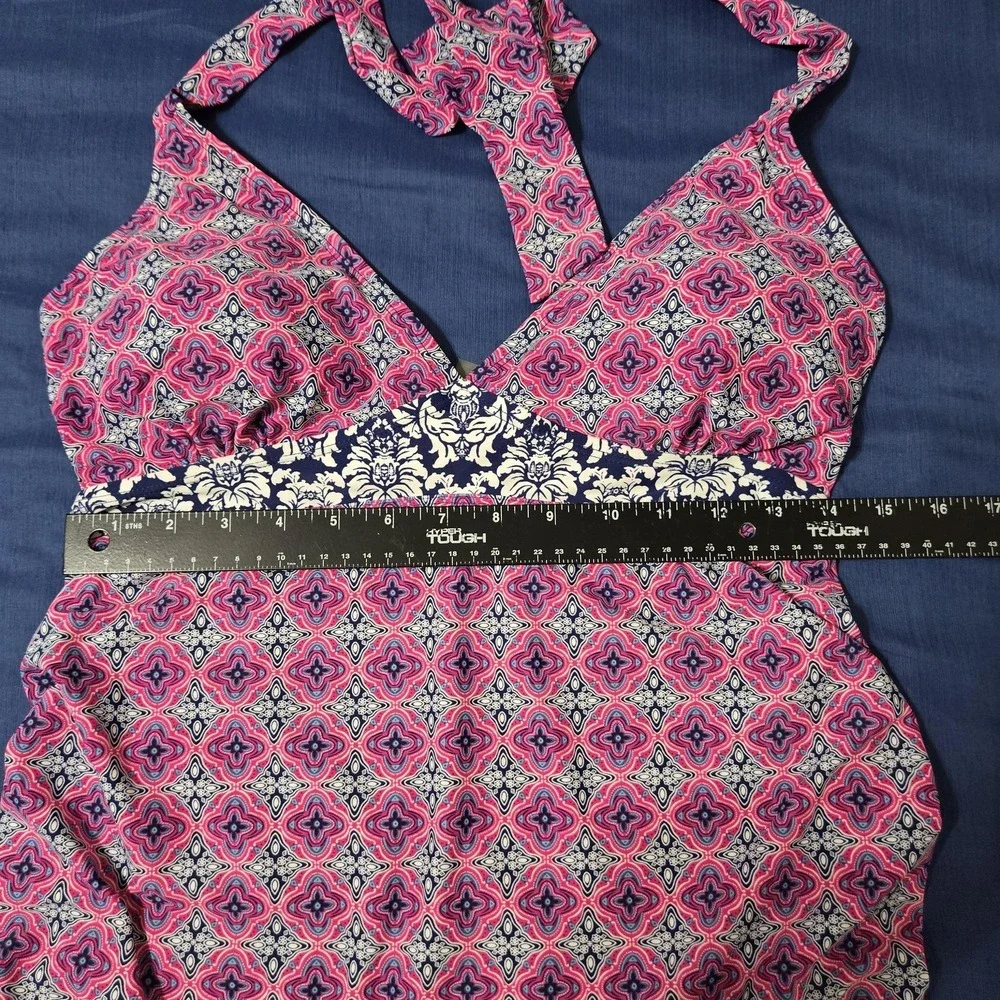 Beach Bump By Motherhood Maternity Tankini Top Womens‎ M Pink Halter Padded